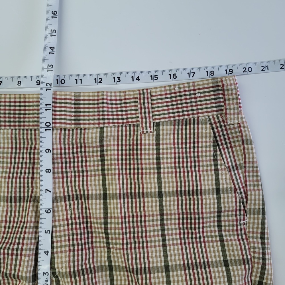 Jayshire Mens Plaid Shorts Size 40 Beige Brown Green Flat Front Casual Vintage - Picture 5 of 8